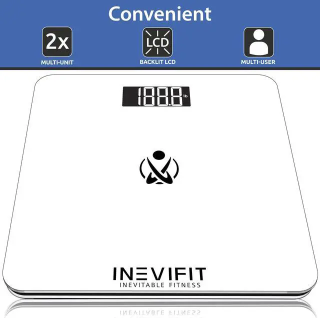 Alt view image 4 of 4 - INEVIFIT BATHROOM SCALE, Highly Accurate Digital Bathroom Body Scale, Measures Weight for Multiple Users