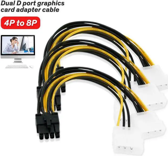 Main image of 6 inch 8 Pin PCI Express Male To Dual LP4 4Pin Molex IDE Power Cable Adapter Express Video Card 20cm