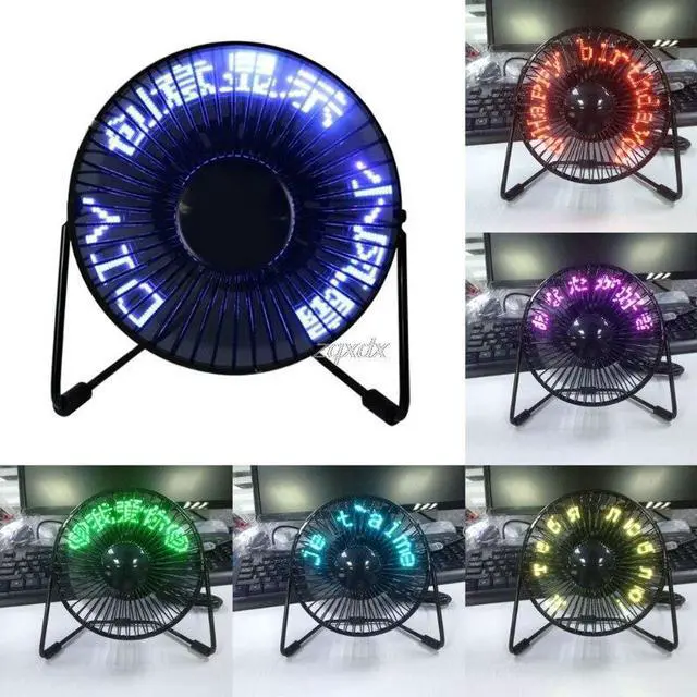 Alt view image 2 of 6 - 360 Degree Rotation USB LED Display RGB DIY Programmable Cooling Fan for Home Office PC Z11 Drop ship