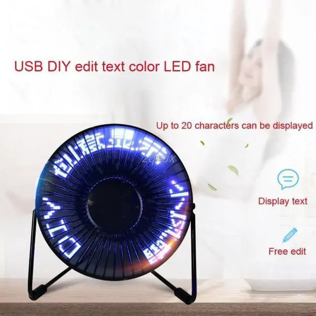 Alt view image 3 of 6 - 360 Degree Rotation USB LED Display RGB DIY Programmable Cooling Fan for Home Office PC Z11 Drop ship