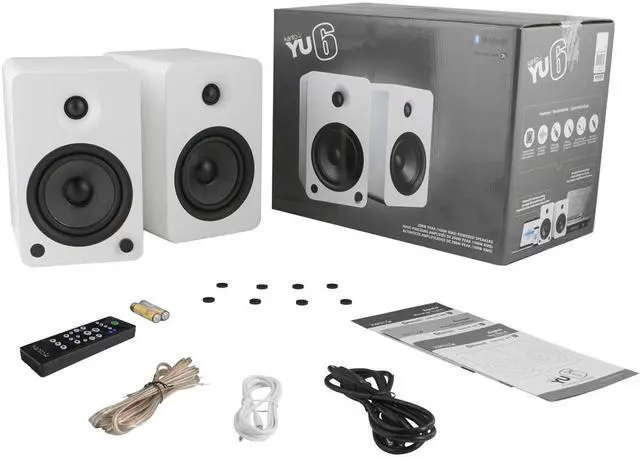 Alt view image 8 of 11 - Kanto YU6 Powered Bookshelf Speakers with Built-In Bluetooth - Pair (Matte White)