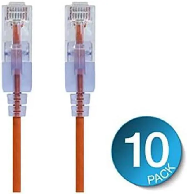 Alt view image 3 of 8 - 10-Pack_ SlimRun Cat6A Ethernet Network Patch Cable_ 3ft Orange