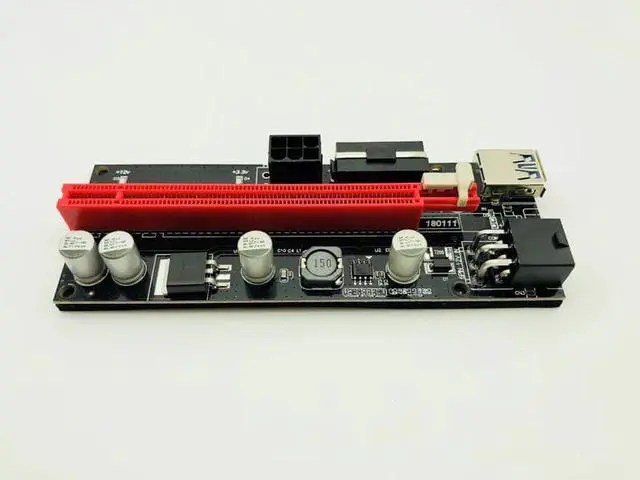 Alt view image 3 of 5 - 009S PCIE RISER 6PIN 16X Adapter with 2 LEDs Express Card Sata Power Cable and 60cm USB 3.0 Cable for BTC Miner Antminer Mining