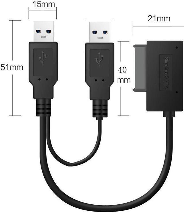 Alt view image 2 of 6 - USB2.0 to 6+7 13Pin Slimline Slim SATA Cable With External USB 2.0 Power Supply For Laptop CD ROM DVD ROM ODD Adapter Converter