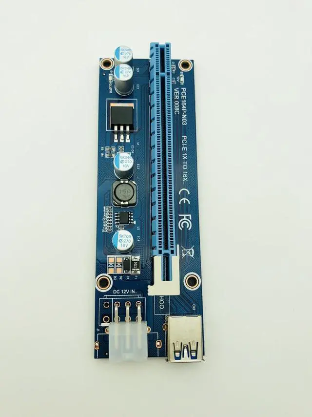 Alt view image 4 of 6 - 008C PC PCIe PCI-E PCI Express Riser Card 1x to 16x USB 3.0 Data Cable SATA to 6Pin IDE Molex Power Supply for BTC Miner Machine