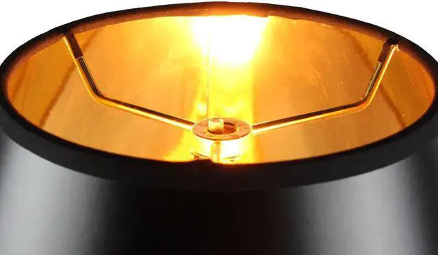Alt view image 2 of 3 - 7x14x11 Bold Black with True Gold Lining Hard Back Empire Lampshade