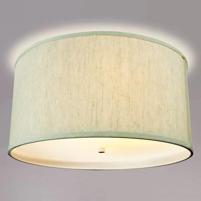 Main image of 14 Moderne Flush Mount Converter Kit Textured Oatmeal Hardback Drum Lampshade 14x14x7