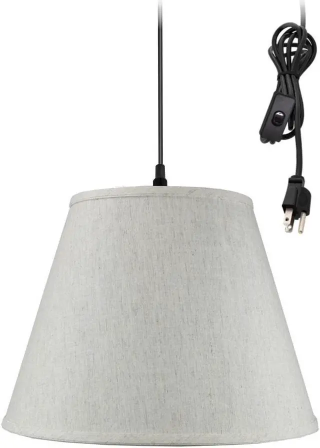 Alt view image 2 of 4 - 1 Light Swag Plug-In Pendant Hanging LampTextured Oatmeal