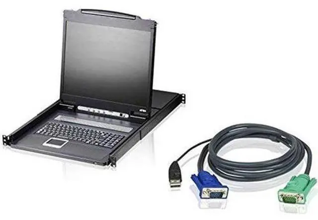 Alt view image 3 of 3 - Aten 8-Port 19" LCD Integrated USB/PS2 Combo KVM w/ 8 Cables (CL1308NUKIT)