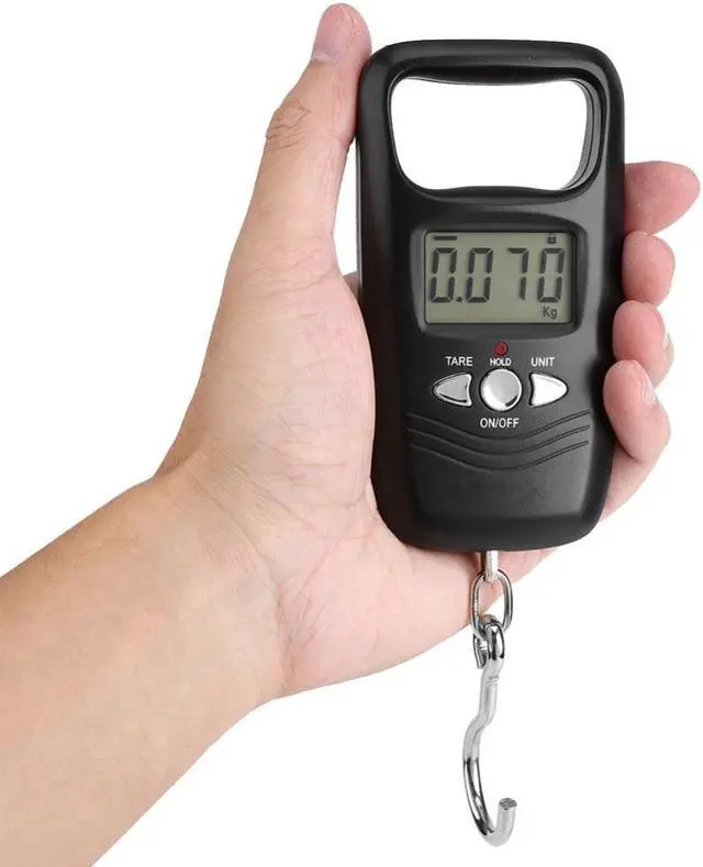 Alt view image 4 of 4 - WH-A17L 50KG Digital Hanging Scale Double Accuracy Portable Electronic Pocket Scale Hanging Luggage Weighing Steelyard Scale - Black