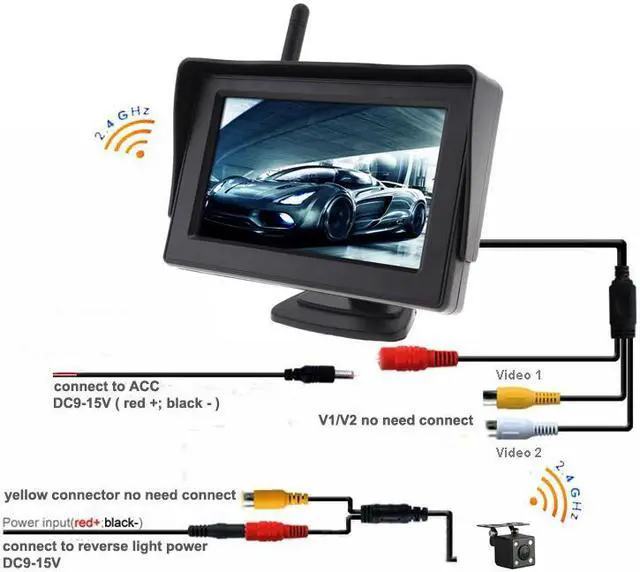 Alt view image 3 of 7 - 4.3 Inch Wireless HD Rearview Monitor Auto Parking System Built-in Antenna with Camera