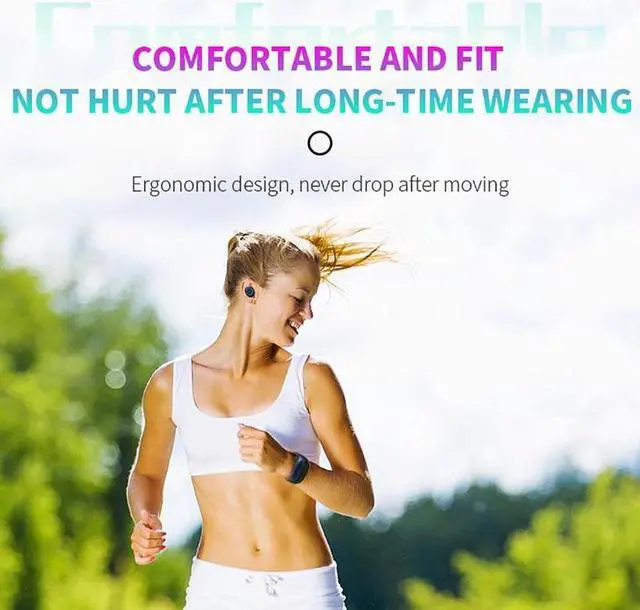 Alt view image 5 of 7 - HM50 TWS Earbuds Fitness Tracker HiFi Bluetooth 5.0 Earphones Portable Smart Wristband Wireless Stereo Headset 2in1 Sports Watch (White)