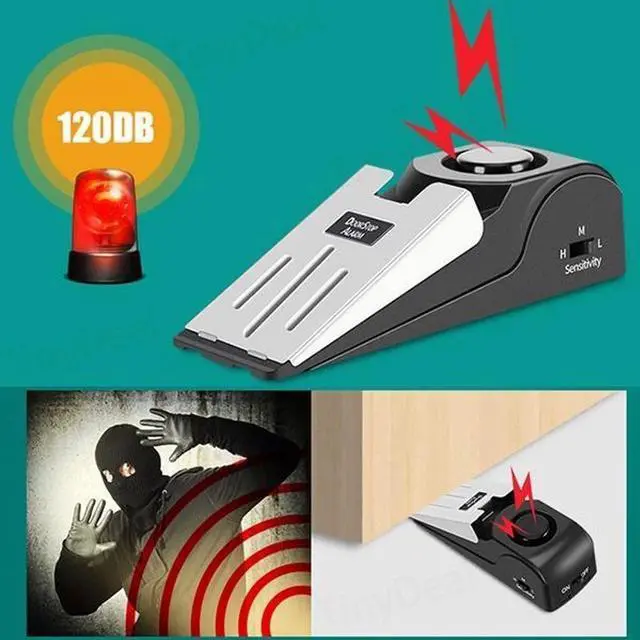 Alt view image 2 of 5 - Household 100dB Mini Size Lightweight Portable Alarm Door Stop with 30s Alert