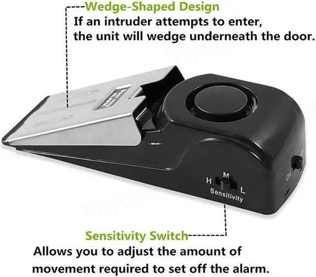Alt view image 5 of 5 - Household 100dB Mini Size Lightweight Portable Alarm Door Stop with 30s Alert