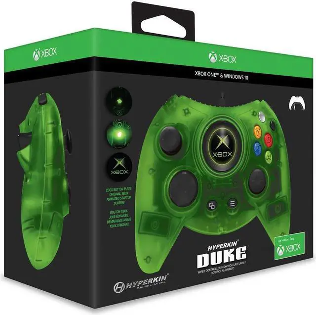 Alt view image 4 of 6 - hyperkin duke wired controller for xbox one/ windows 10 pc green limited edition officially licensed by xbox