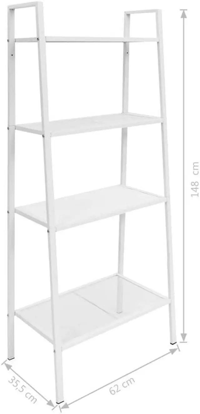 Alt view image 5 of 12 - vidaXL Bookcase 4-Tiers Ladder Bookcase Plant Display Shelving Unit Metal White