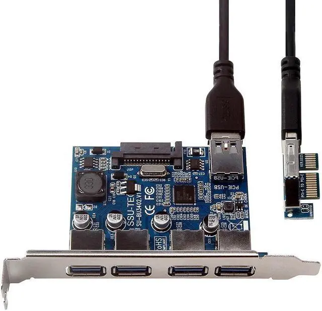 Alt view image 2 of 5 - Four Ports USB 3.0 Super Fast 5Gbps PCI-E Expansion Card PCI Express Adapter Converter Card Power Supply Module For Desktop PC with Extension Cable