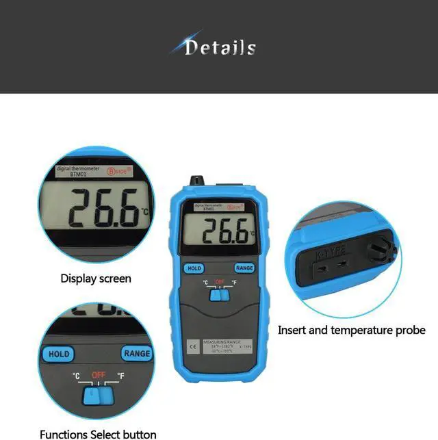 Alt view image 6 of 7 - BSIDE BTM01 LCD Display K-Type Digital Thermocouple Temperature Meter Tester