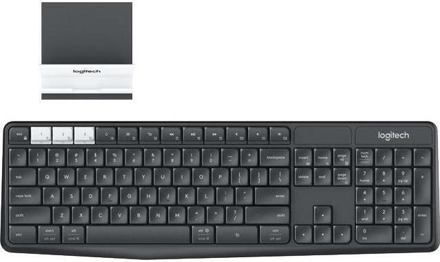 Alt view image 2 of 20 - Logitech K375s Multi-Device Wireless Keyboard and Stand Combo 920-008165 Black Bluetooth Wireless Standard K375s Multi-Device Wireless Keyboard and Stand Combo