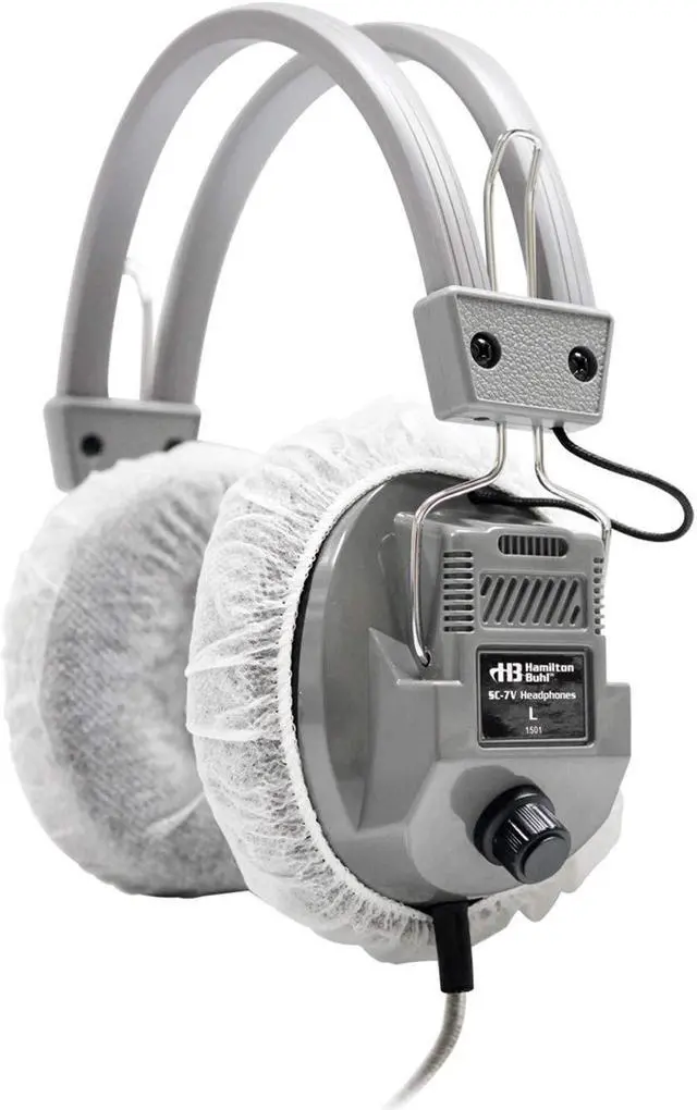 Alt view image 9 of 9 - Hamilton Buhl HygenX Sanitary Headphone Covers for Over-Ear Headsets, 50 Pair