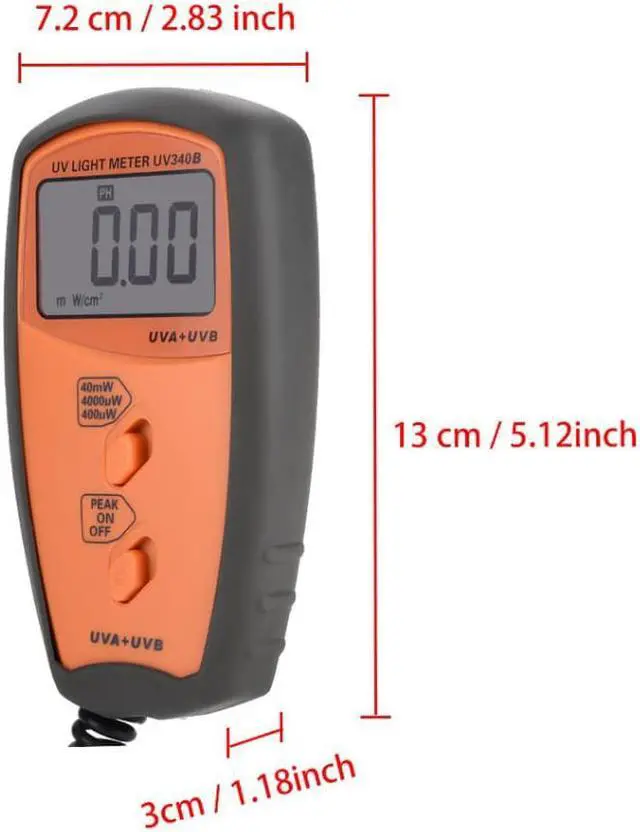 Alt view image 5 of 7 - UV340B Digital UV Luxmeter Handheld UV Light Meter UVA UVB Lighting Tester Intensity Measuring Tools