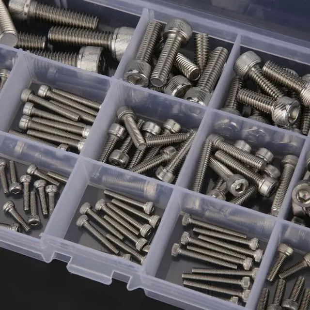 Alt view image 6 of 7 - New 135pcs Silver M2.5 M3 M4 M5 M6 M8 304 Stainless Steel Hex Socket Head Cap Screws Set 14 Different Sizes In One Set