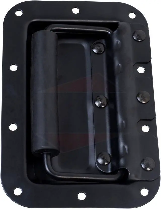 Alt view image 2 of 7 - 32 PACK -  Metal Flip Speaker Cabinet Handles for Rack Road Flight Trunk by GRIFFIN | Spring Loaded Flush Pull with Black Grip Rubber Padding for Chest Carry Case | DJ PA Pro-Audio Stage Gear Parts