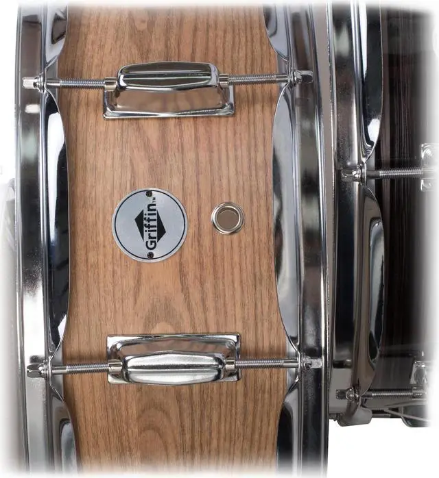 Alt view image 5 of 7 - GRIFFIN Snare Drum Kit with Snare Stand, 2 Pairs of Maple Drum Sticks & Drum Key | Wood Shell Drum Set, Percussion Musical Instrument Practice Package | 8 Metal Tuning Lugs & Snare Strainer Throw Off