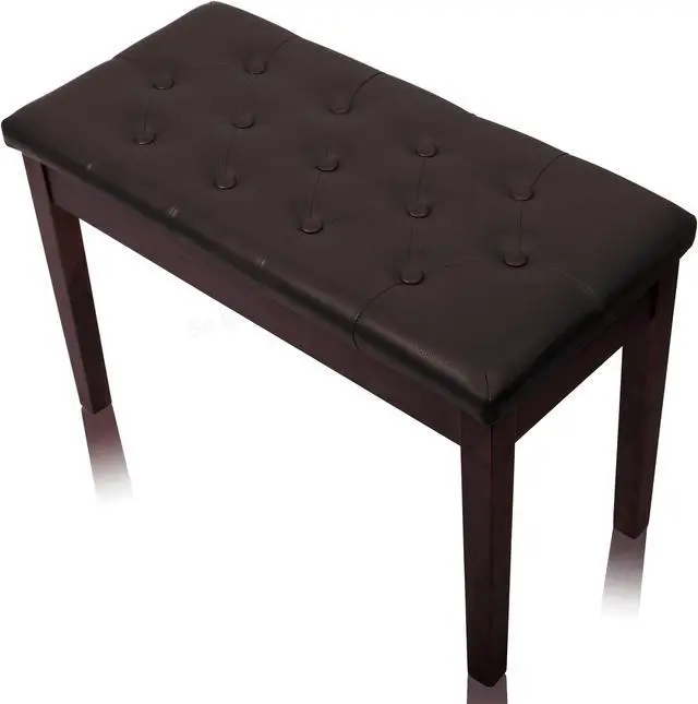 Alt view image 5 of 7 - GRIFFIN Brown Wood PU Leather Piano Bench | Double Vintage Design, Ergonomic Chair Musicians Keyboard Stool | Cushion Duet Seat & Sheet Music Storage Space | For Guitar Stool or Home Vanity Bench