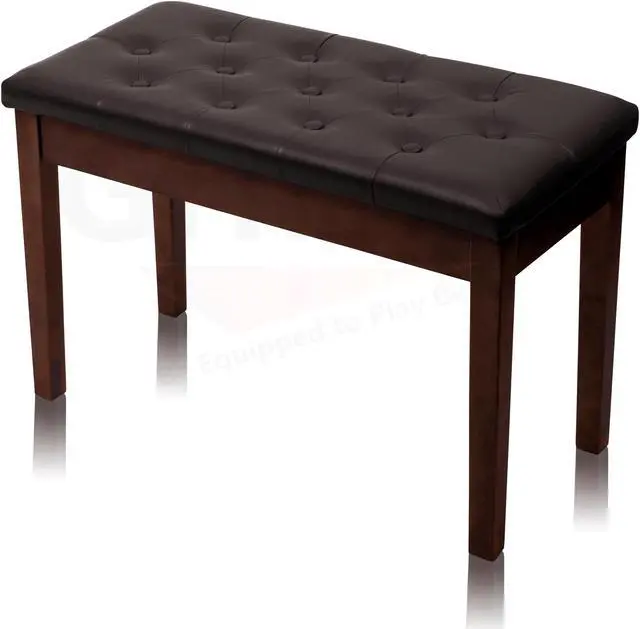 Alt view image 6 of 7 - GRIFFIN Brown Wood PU Leather Piano Bench | Double Vintage Design, Ergonomic Chair Musicians Keyboard Stool | Cushion Duet Seat & Sheet Music Storage Space | For Guitar Stool or Home Vanity Bench