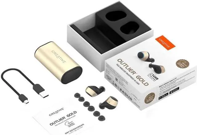 Alt view image 8 of 8 - Creative Outlier TWS True Wireless Sweatproof Earbuds, Gold