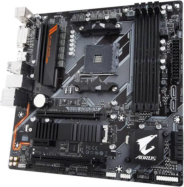 Alt view image 2 of 5 - Gigabyte B450 AORUS M B450 AM4 MicroATX M.2 Desktop Motherboard A