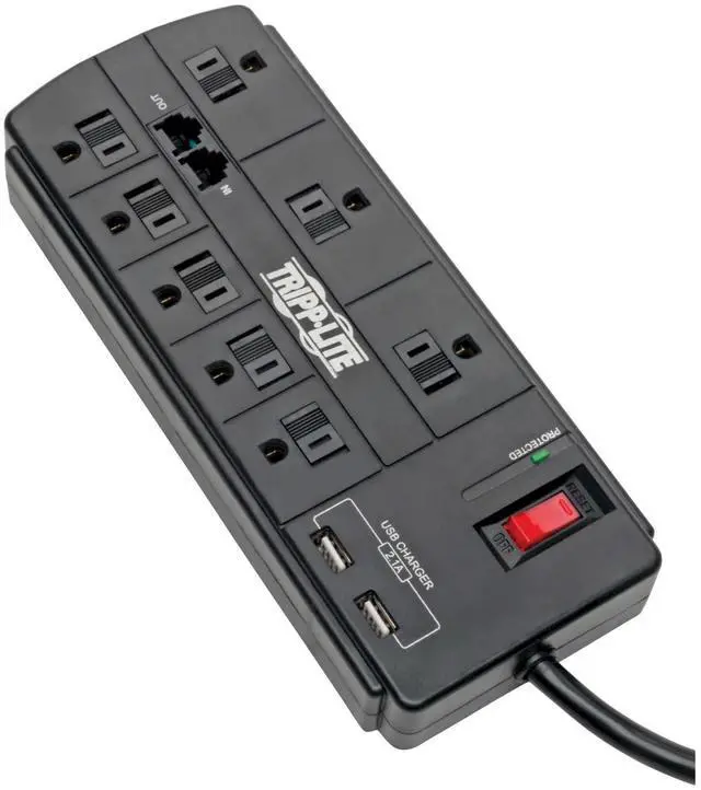 Main image of TRIPP LITE TLP88TUSBB 8.0 Feet 8 Outlets 1200 Joules Surge Protector
