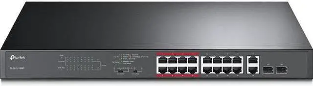 Alt view image 3 of 19 - TP-Link 16 Port 10/100Mbps Fast Ethernet PoE Switch | 16 PoE+ Ports @194W, w/ 2 Uplink Gigabit Ports + 2 Combo SFP Slots | Plug & Play | Lifetime Protection | Extend Mode | Priority Mode (TL-SL1218MP)