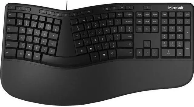 Alt view image 8 of 10 - Microsoft Ergonomic Keyboard - Black. Wired, Comfortable, Ergonomic Keyboard with Cushioned Wrist and Palm Support. Split Keyboard. Dedicated Office Key.