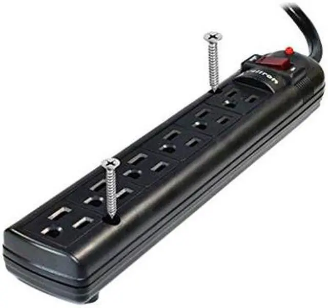 Alt view image 10 of 19 - WELTRON 10ft Power Cord 6-Outlet Surge Protector Power Strip Black WSP600PLF10BK