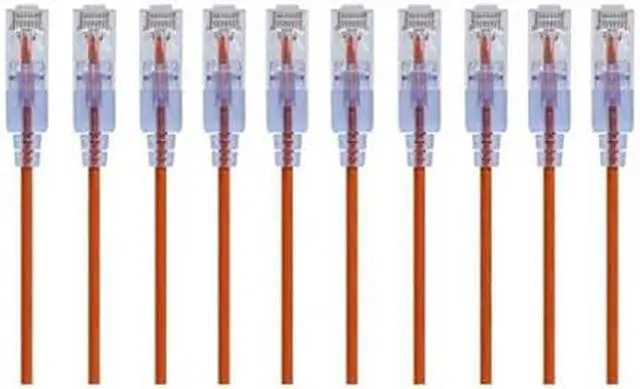 Alt view image 6 of 13 - Monoprice SlimRun Cat6A Ethernet Patch Cable - Network Internet Cord - RJ45, Stranded, UTP, Pure Bare Copper Wire, 30AWG, 2ft, Orange, 10-Pack
