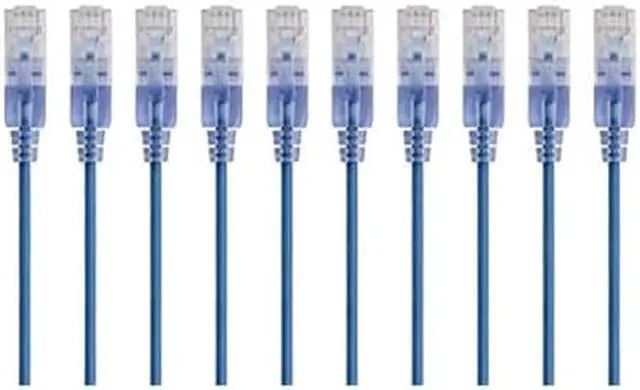 Alt view image 3 of 9 - Monoprice SlimRun Cat6A Ethernet Patch Cable - Network Internet Cord - RJ45, Stranded, UTP, Pure Bare Copper Wire, 30AWG, 2ft, Blue, 10-Pack