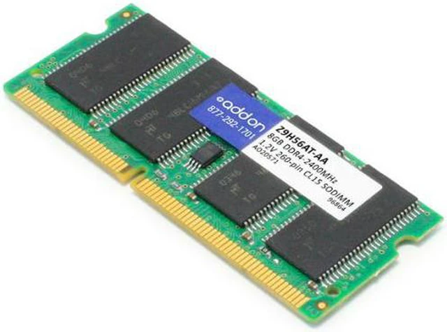 Alt view image 4 of 5 - AddOn AA2400D4SR8S/8G x1 HP Z9H56AT Compatible 8GB DDR4-2400MHz Unbuffered Dual Rank x8 1.2V 260-pin CL15 SODIMM
