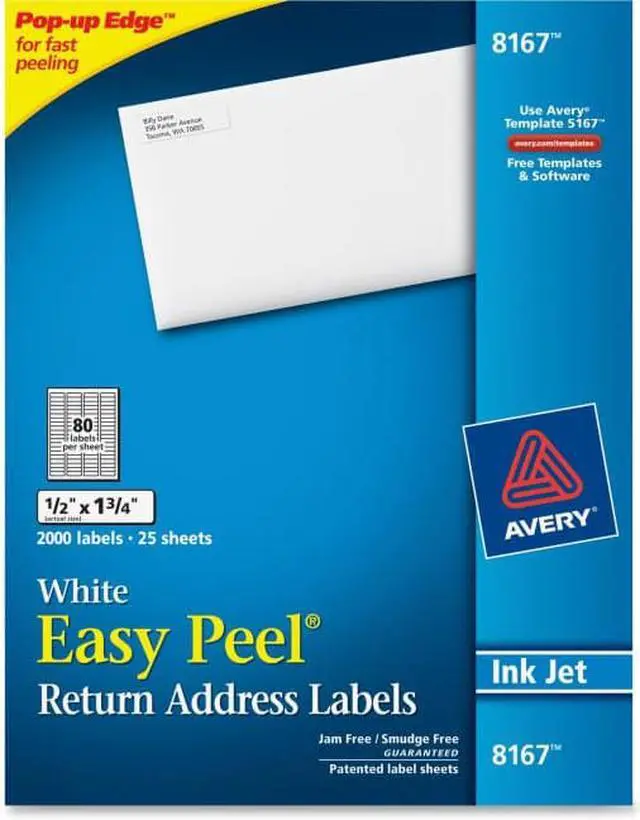 Alt view image 2 of 2 - Avery Easy Peel Address Label - 0.50"x 1.75" - 2000/Pack - Inkjet - White