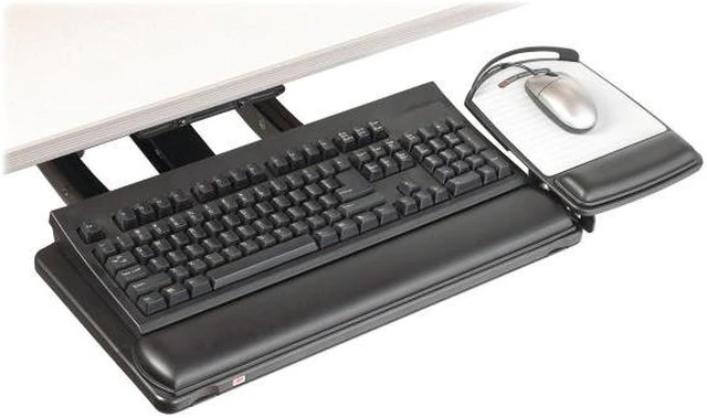 Main image of 3M Sit/Stand Easy Adj Keyboard Tray Platform w/Gel Wrists & Mouse Pad, 23" Track