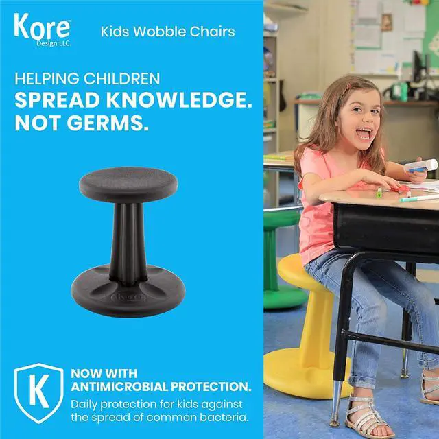 Alt view image 7 of 15 - Kore Wobble Chair - Age 8-9, Grade 3-4, Black (16in) - Flexible Seating Stool for Classroom, Elementary School, ADD/ADHD - Made in USA