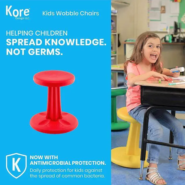 Alt view image 4 of 11 - Kore Wobble Chair - Age 8-9, Grade 3-4, Red (16in) - Flexible Seating Stool for Classroom, Elementary School, ADD/ADHD - Made in USA