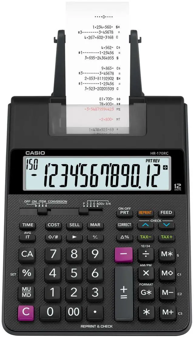 Alt view image 5 of 13 - Casio Printing Calculator 6-1/2"Wx11-5/8"Lx2-9/16"H Black HR170RC