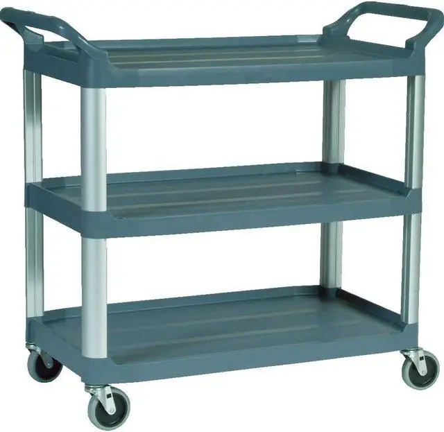 Alt view image 3 of 4 - RUBBERMAID FG409100GRAY Plastic Raised Handle Utility Cart 300 lb. Capacity,