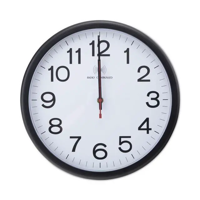 Alt view image 4 of 4 - Indoor/Outdoor Clock, Atomic, 13-1/2", Black