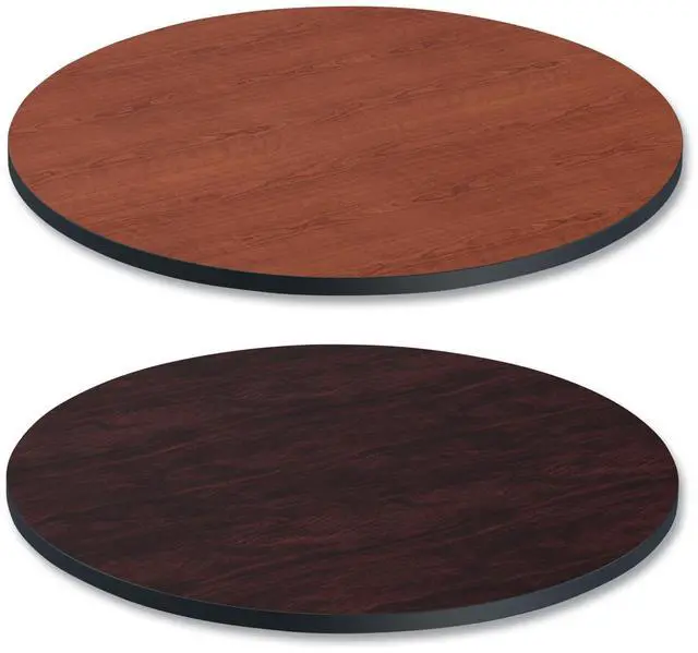 Alt view image 12 of 12 - Reversible Laminate Table Top, Round, 35 1/2 dia., Medium Cherry/Mahogany