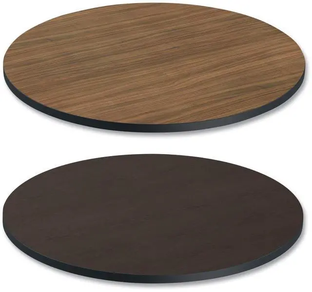Alt view image 11 of 11 - Alera Reversible Laminate Table Top Round 35 3/8wx35 3/8d Espresso/Walnut