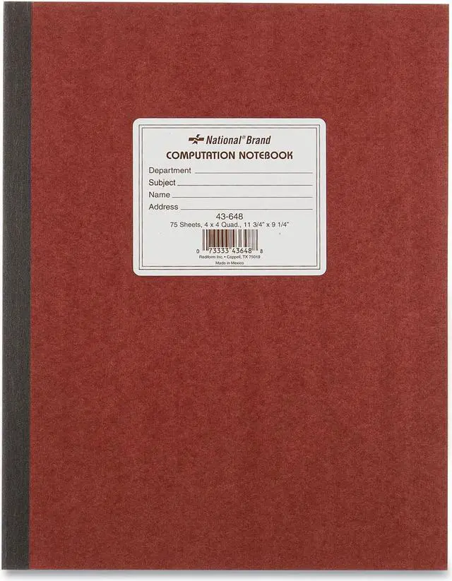 Alt view image 6 of 13 - National Computation Book Quadrille Rule 9 1/4 x 11 3/4 Green 75 Sheets 43648