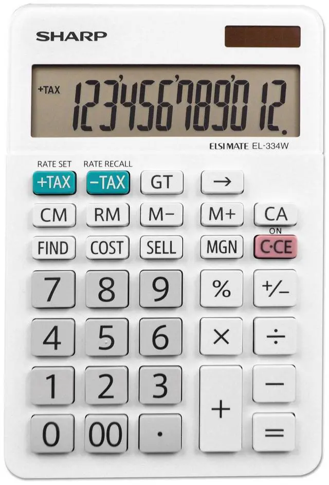 Alt view image 4 of 15 - Sharp EL-334W Large Desktop Calculator 12-Digit LCD EL334W